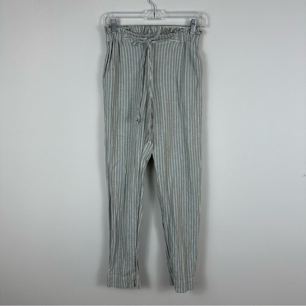 Beach Lunch Lounge | Striped Tie Waist Linen Blend Pants Size XS